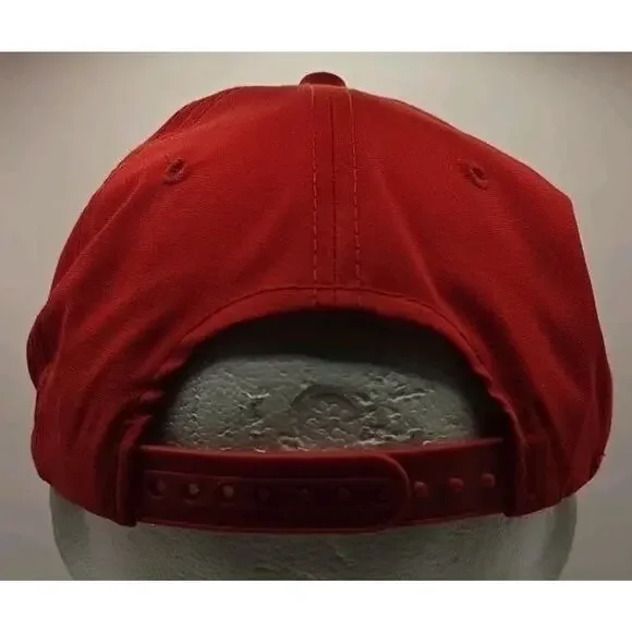 Vintage 90s Poes Fishing Lure Rope Patch Cap Logo Mesh Foam Snapback Trucker Hat - Picture 5 of 8